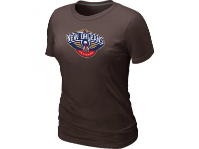 Women New Orleans Pelicans Big & Tall Primary Logo Brown T-Shirt