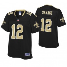 Women New Orleans Saints #12 Tom Savage Black Pro Line Player Jersey