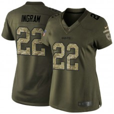 Women New Orleans Saints #22 Mark Ingram Green Salute To Service Jersey