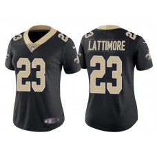 Women New Orleans Saints #23 Marshon Lattimore Black Vapor Untouchable Limited Jersey