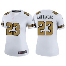 Women New Orleans Saints #23 Marshon Lattimore White Color Rush Legend Jersey
