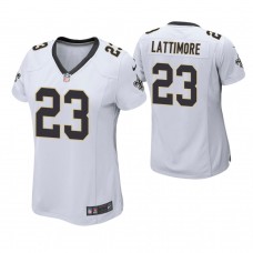 Women New Orleans Saints #23 Marshon Lattimore White Game Jersey