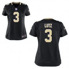 Women New Orleans Saints #3 Wil Lutz Black Game Jersey