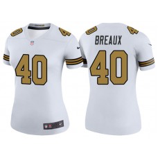 Women New Orleans Saints #40 Delvin Breaux White Color Rush Legend Jersey
