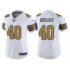 Women New Orleans Saints #40 Delvin Breaux White Vapor Untouchable Color Rush Limited Jersey