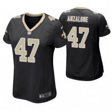 Women New Orleans Saints #47 Alex Anzalone Black Game Jersey