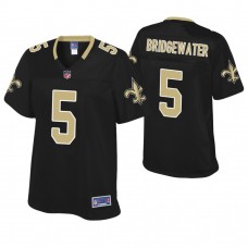 Women New Orleans Saints #5 Teddy Bridgewater Black Player Pro Line Jersey