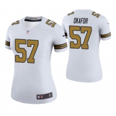 Women New Orleans Saints #57 Alex Okafor White Color Rush Legend Jersey