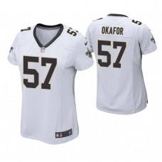 Women New Orleans Saints #57 Alex Okafor White Game Jersey