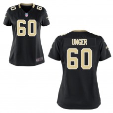 Women New Orleans Saints #60 Max Unger Black Game Jersey