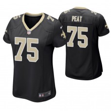 Women New Orleans Saints #75 Andrus Peat Black Game Jersey