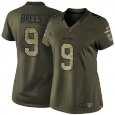 Women New Orleans Saints #9 Drew Brees Green Salute To Service Limited Jersey