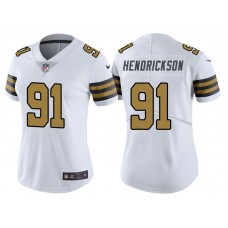 Women New Orleans Saints #91 Trey Hendrickson White Vapor Untouchable Color Rush Limited Jersey