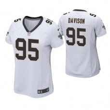 Women New Orleans Saints #95 Tyeler Davison White Game Jersey