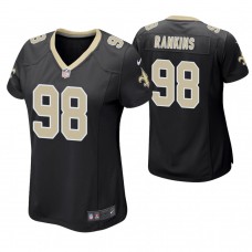 Women New Orleans Saints #98 Sheldon Rankins Black Game Jersey