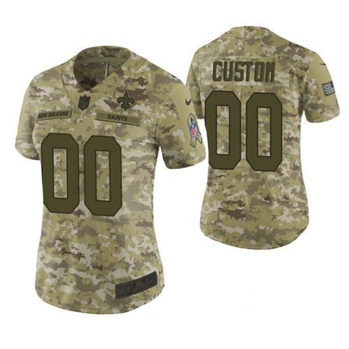 Women New Orleans Saints Custom Camo 2018 Salute To Service Limited Jersey