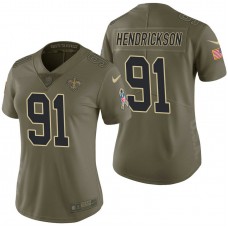 Women New Orleans Saints Trey Hendrickson Olive 2017 Salute to Service Limited Jersey