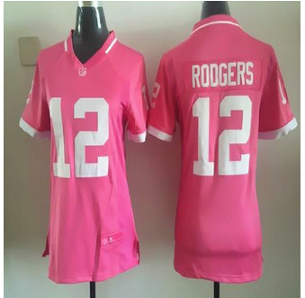 Women New Packers #12 Aaron Rodgers Pink NFL Elite Bubble Gum Jersey