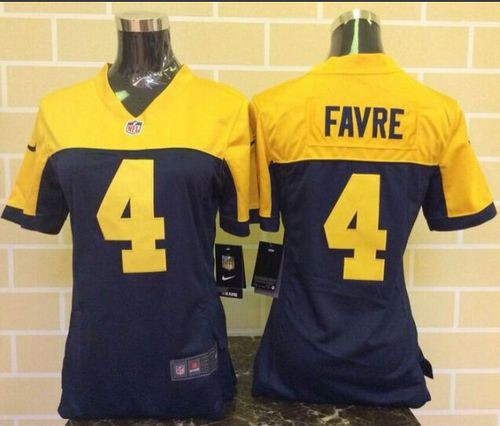 Women New Packers #4 Brett Favre Navy Blue Alternate Stitched NFL New Elite Jersey