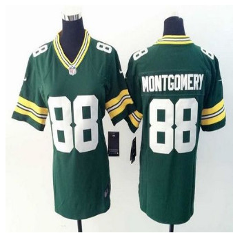 Women New Packers #88 Ty Montgomery Green Team Color Stitched NFL Elite Jersey