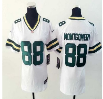 Women New Packers #88 Ty Montgomery White Stitched NFL Elite Jersey