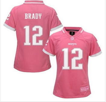 Women New Patriots #12 Tom Brady Pink NFL Elite Bubble Gum Jersey