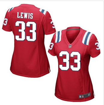 Women New Patriots #33 Dion Lewis Red Alternate Stitched NFL Elite Jersey