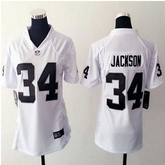 Women New Raiders #34 Bo Jackson White Stitched NFL Elite Jersey