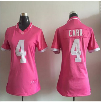 Women New Raiders #4 Derek Carr Pink NFL Elite Bubble Gum Jersey