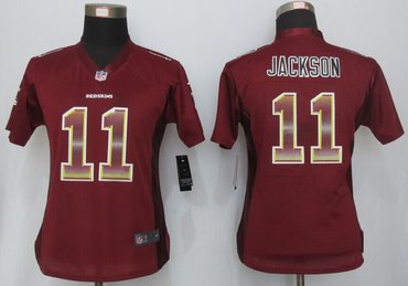 Women New Redskins #11 DeSean Jackson Red Strobe Elite Jersey