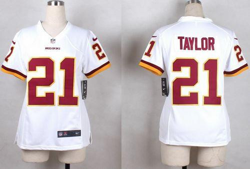 Women New Redskins #21 Sean Taylor White Stitched NFL Elite Jersey