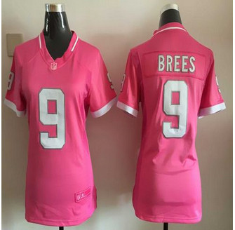 Women New Saints #9 Drew Brees Pink NFL Elite Bubble Gum Jersey