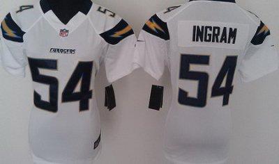 Women New San Diego Chargers 54 Melvin Ingram White Jerseys
