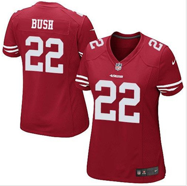 Women New San Francisco 49ers #22 Reggie Bush Red Team Color Stitched NFL Elite Jersey