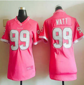 Women New Texans #99 J.J. Watt Pink NFL Elite Bubble Gum Jersey