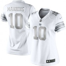 Women New York Giants #10 Eli Manning White Platinum Jersey