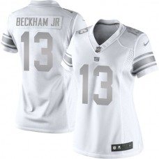 Women New York Giants #13 Odell Beckham Jr White Platinum Limited Jersey