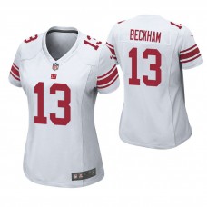 Women New York Giants #13 Odell Beckham White Game Jersey