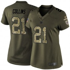 Women New York Giants #21 Landon Collins Green Camo Salute to Service Jersey