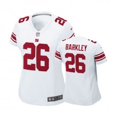Women New York Giants #26 Saquon Barkley White 2018 Draft Pick Game Jersey