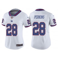 Women New York Giants #28 Paul Perkins White Vapor Untouchable Color Rush Limited Jersey