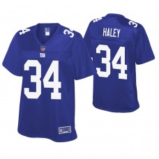 Women New York Giants #34 Grant Haley Royal Pro Line Player Jersey