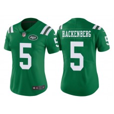 Women New York Jets #5 Christian Hackenberg Green Vapor Untouchable Color Rush Limited Jersey