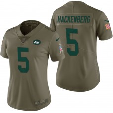 Women New York Jets #5 Christian Hackenberg Olive 2017 Salute to Service Limited Jersey