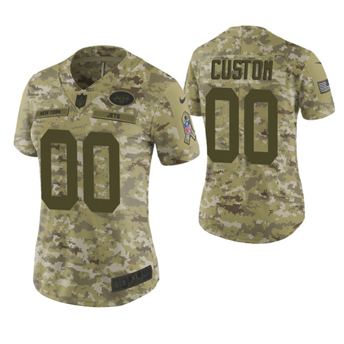 Women New York Jets Custom Camo 2018 Salute To Service Limited Jersey