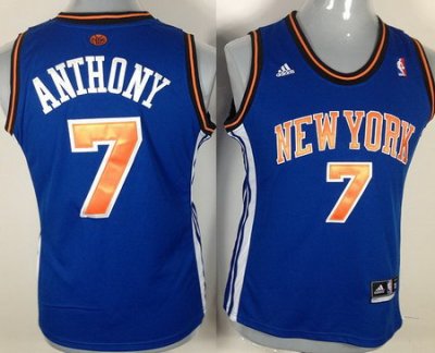 Women New York Knicks 7 Carmelo Anthony Blue Swingman NBA Jerseys