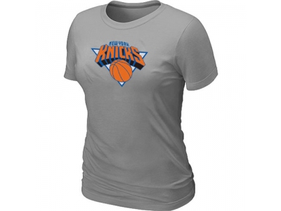 Women New York Knicks Big & Tall Primary Logo L.Grey T-Shirt