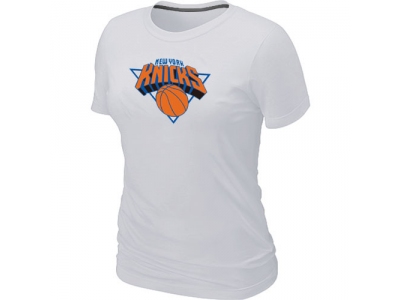 Women New York Knicks Big & Tall Primary Logo White T-Shirt