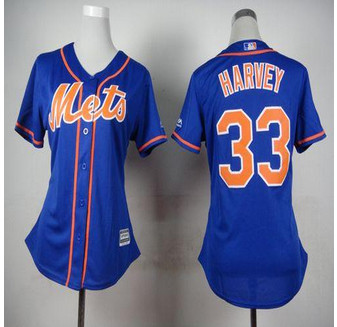 Women New York Mets #33 Matt Harvey Blue Alternate Stitched Baseball Jersey