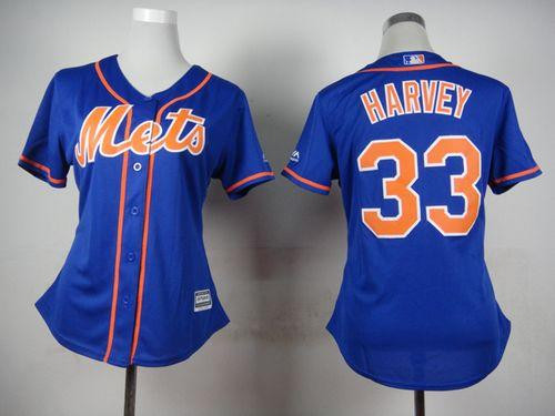 Women New York Mets #33 Matt Harvey Blue Alternate Stitched Baseball Jersey